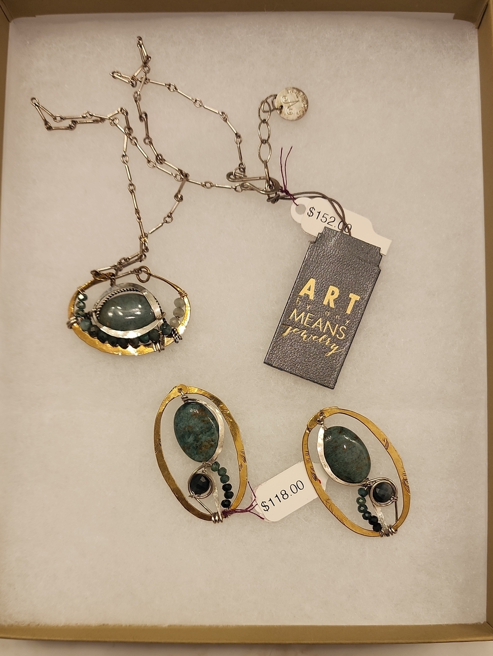 African Opal Necklace Earrings Set